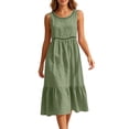 thumbnail image 2 of Plus Size Dresses Womens Summer Casual Dresses Sleeveless Women Fashion Casual Round-Neck Dress Solid Sleeveless Dress Green Xl, 2 of 6