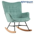 thumbnail image 6 of Fabric Upholstered Nursery Rocking Accent Chairs with High Backrest, Glider Rocker, Green, 6 of 7
