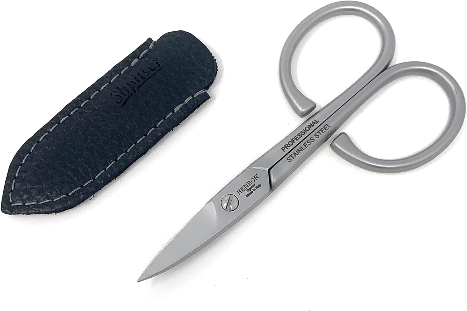 Professional Nail Scissors Luxury Stainless Steel Manicure Tools in SHPITSER Genuine Leather Case Made in Italy (Safety Baby Scissors)