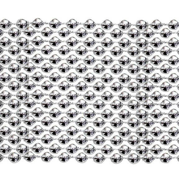 33" Round Metallic Silver Mardi Gras Beads - Case (60 Dozen)
