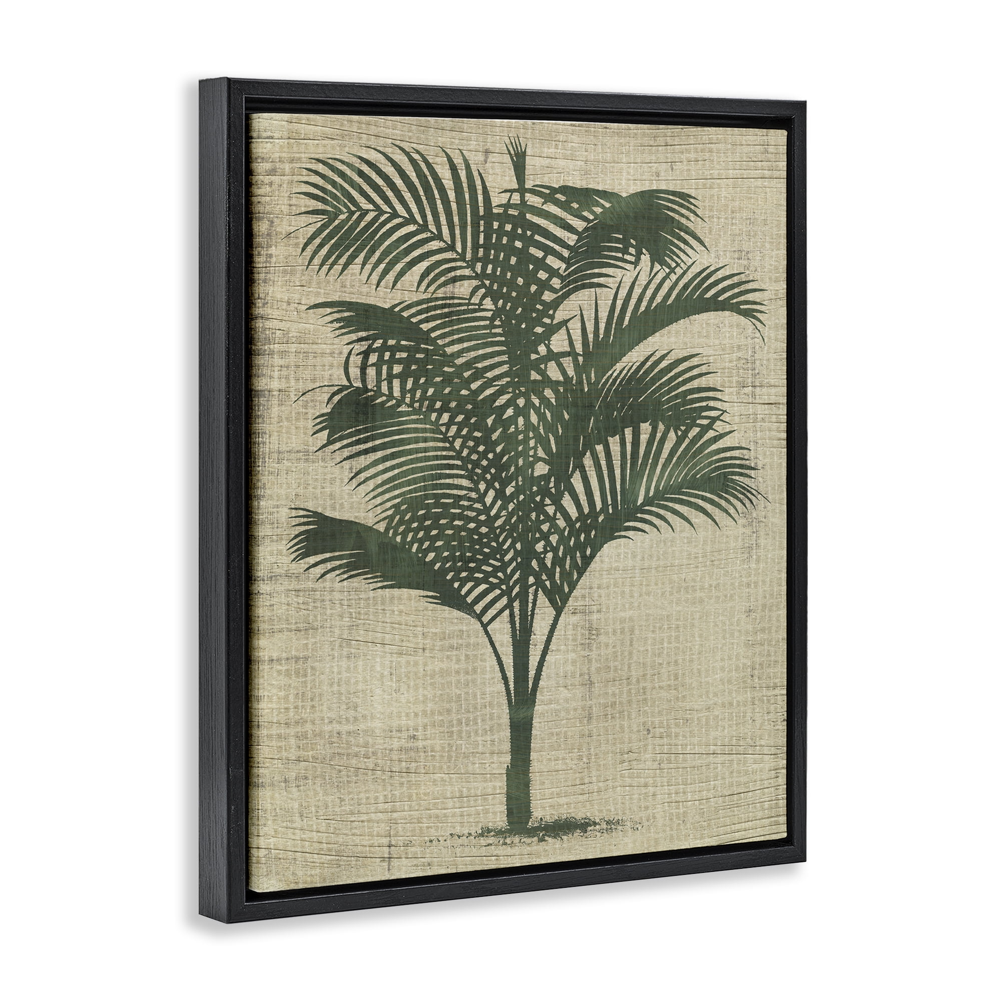 Stupell Industries Vintage Palm Plant Plants & Flowers Painting Black Floater Framed Canvas Art Print Wall Art, 17 x 21