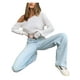 thumbnail image 3 of Sunloudy - Pantalones vaqueros para mujer, pantalones de pierna ancha transpirables que combinan con todo con bolsillos para vacaciones, citas, fiestas, compras Sunloudy  XS, S, M, L, 3 of 8