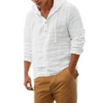 thumbnail image 1 of Mens Linen Cotton Hooded Casual Shirt - Long Sleeve, Solid Color, Chest Pocket - Spring/Summer Outdoor, 1 of 1