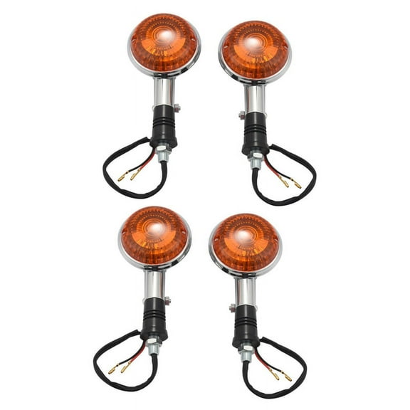 Motorcycle Amber Round Turn Signals Lights Blinker Indicator Lens for Road Star Virago V Star 85-99 4 Pack,4 x turn signal lights,Silver & yellow
