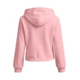 thumbnail image 4 of Womens Soft Fleece Long Sleeve Full Zip Hooded Sweatshirt Fitted Track Jacket Warm Activewear with Drawstring Pocket for Workout Running, Pink, XXL, 4 of 8