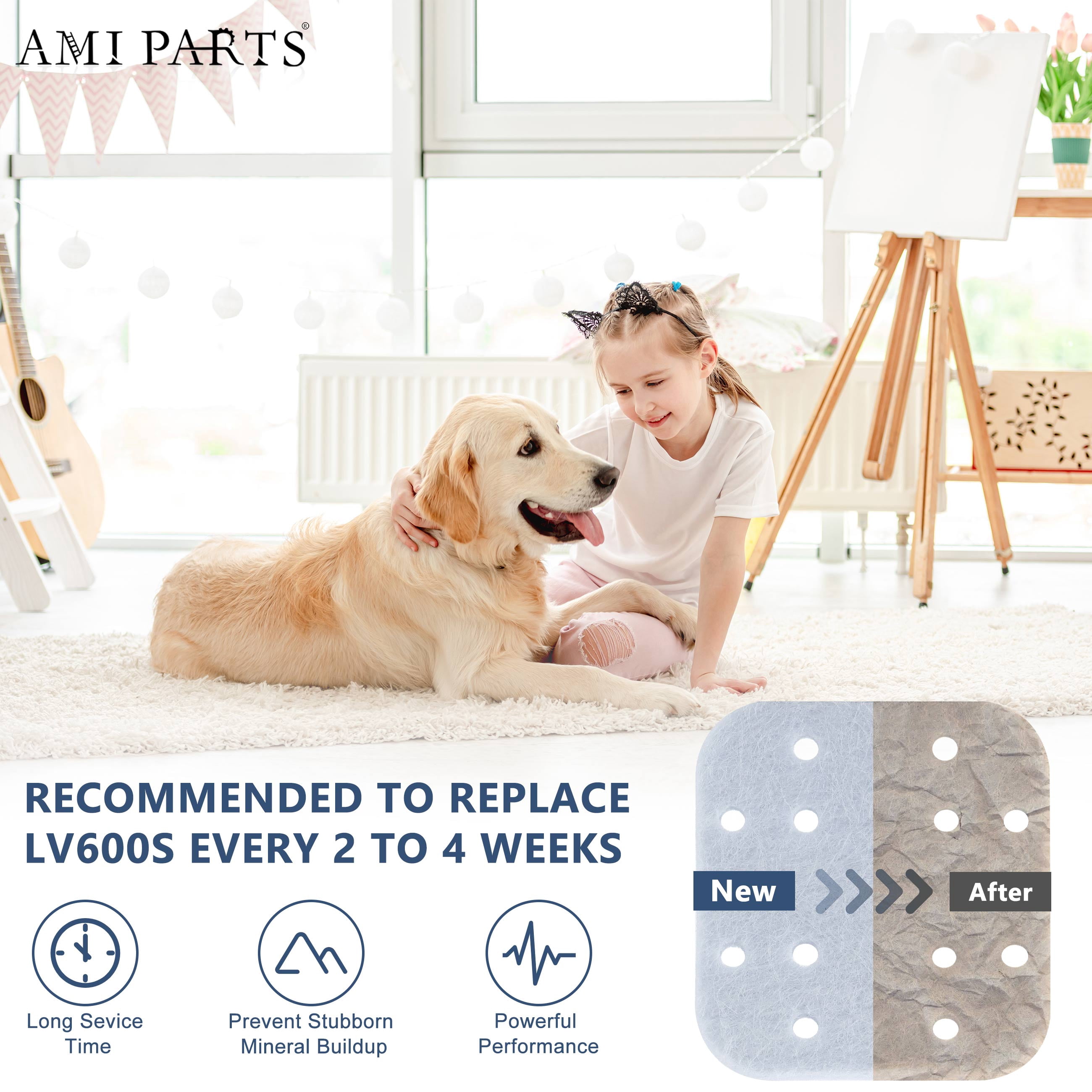 AMI PARTS LV600S Humidifier Filter Pads 20Packs Compatible with LV600S, LV600HH, Absorption Replacement Filters