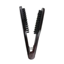 SDJMa Hair Straightening Comb Brush, Double Sided Bristle Hair Brush Wooden Anti Static Straightening Comb,Professional V Shaped Hair Straightening Comb Clamp Styling Comb Hairdressing Tool(B)