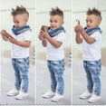 thumbnail image 4 of Odeerbi Baby Boys Clothes Baby Outfits Shirts SetsSet Kids Boys Short Sleeve T-Shirt Tops+Scarf+Trousers, 4 of 9