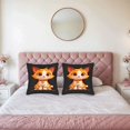 thumbnail image 2 of Set of 2 18x18in Throw Pillow Covers with Cartoon Cat Design - Vibrant Orange & White Stripes Perfect for Couch Bed or Car, 2 of 8