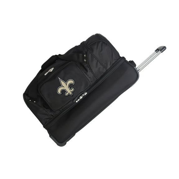 MOJO New Orleans Saints Black 27'' 2-Wheel Drop Bottom Rolling Duffel Bag