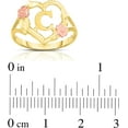 thumbnail image 2 of Floreo 10k Yellow Gold A-Z Letter Initial Ring with Heart and Rose Gold Flower Design, Sizes 4-9, 2 of 4