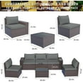 thumbnail image 5 of Gotland 6 Pieces Outdoor Patio Furniture Set Rattan Wicker Conversation Set,Wide Armrest (Grey), 5 of 6