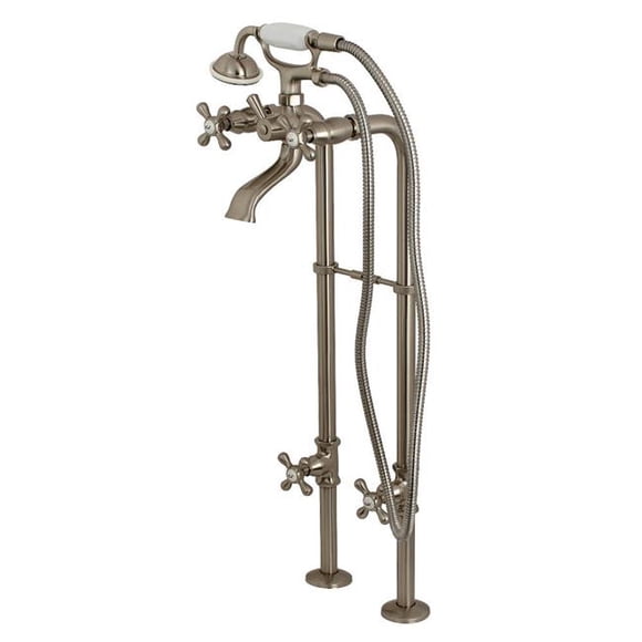 Kingston Brass CCK266K8 Freestanding Tub Faucet Supply Line with Stop Valve & Handle, Brushed Nickel - 37.88 x 10.06 x 7.56 in.