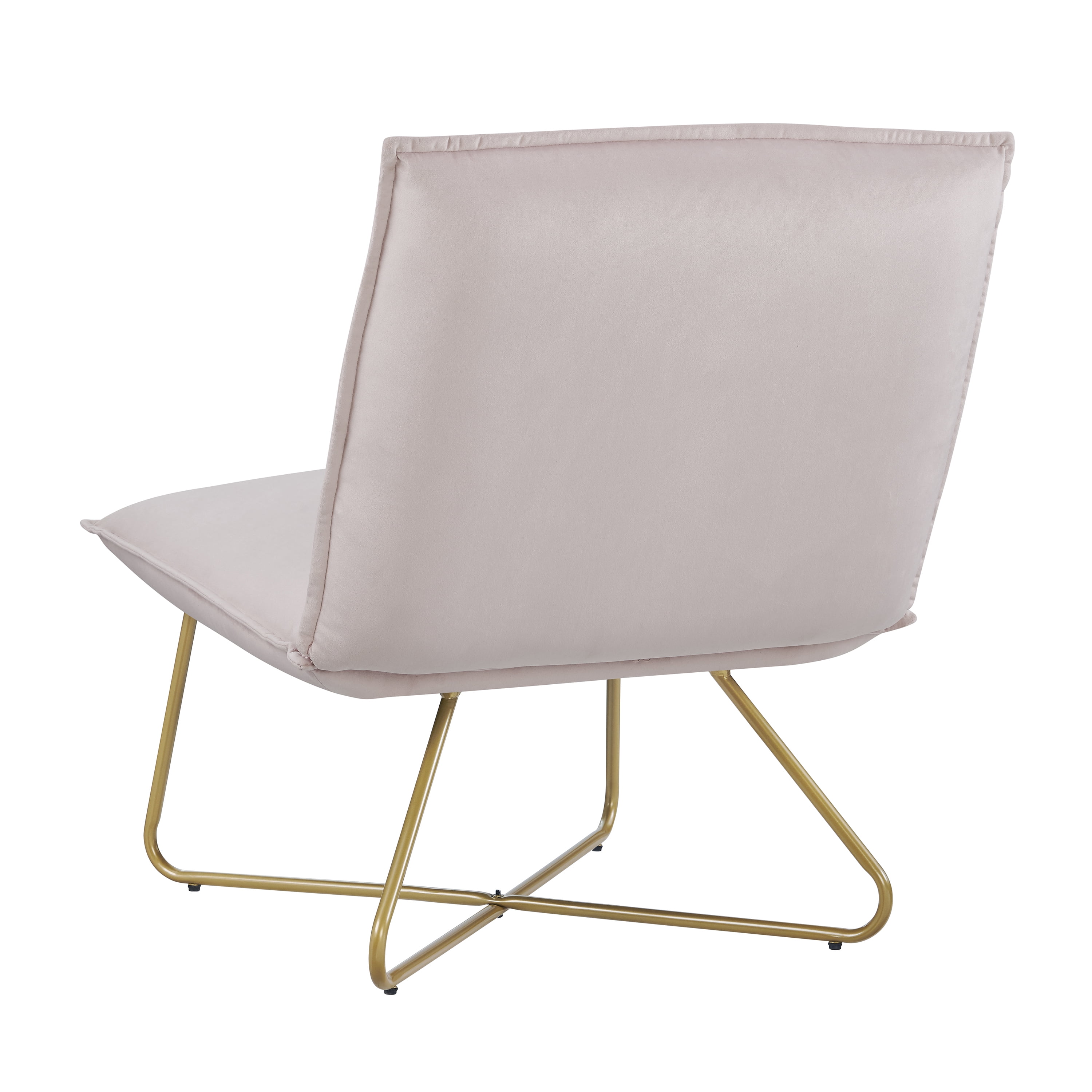 Linon Kinard Pillow Accent Chair with Gold Metal Legs, Pink Velvet