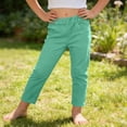 thumbnail image 5 of Vornjynx Girls Cotton Pants High Waist Lightweight Straight Fit Summer Casual Comfort Pants Green Size 4, 5 of 10
