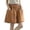 Beige, variant on Swim Shorts Women Casual Elastic Waist Pockets Knee Length Bermuda Shorts for Women,Beige,L