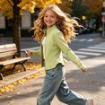 thumbnail image 5 of Mitankcoo Girls Stand Collar Zip Up Jacket Slim Peplum Hem Long Sleeve Coat with Thumb Holes Casual Stretch Outerwear 3-15Y, 5 of 5