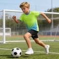 thumbnail image 6 of SGFCWSX Boys 2 Piece Soccer Uniform Set Summer Color Block Short Sleeve T Shirts Elastic Waist Shorts Sports Outfits for Kids Green Size 3T, 6 of 8