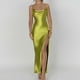 thumbnail image 1 of Vestido Suspendido Vestido de tirantes de mujer sin espalda elegante sexy delgado vestido largo dividido (verde S) Cgtredaw para Mujer Verde T S, 1 of 9