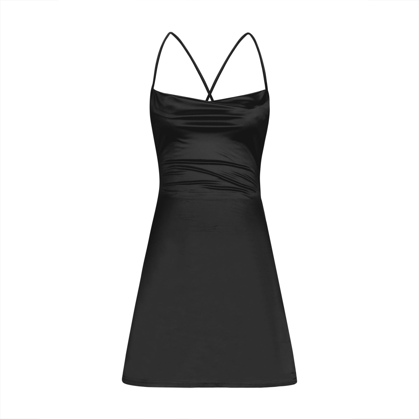 Robe Sexy Grande Taille Mode Femme Couleur Unie Bretelles Dos