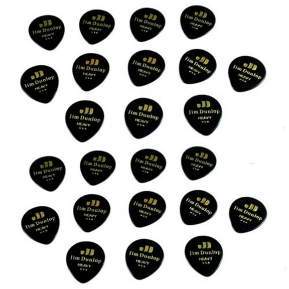 Dunlop Guitar Picks Teardrop Classic Celluloid Heavy Black 24 Pack