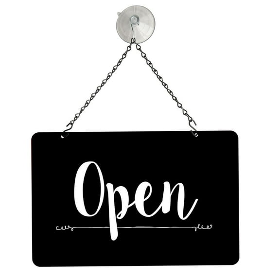 NAHANCO 12"W X 8"H Metal Open/Closed Sign Kit, Black (Pack of 1)