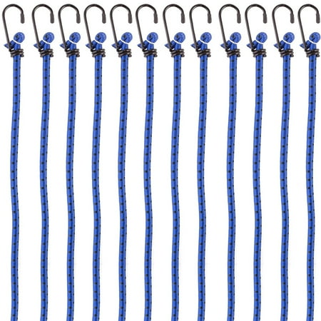 

PRETEX Heavy Duty Bungee Cords Elastic Rope Straps with Hooks Blue 12 Pack