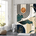 thumbnail image 5 of Dznils Boho Shower Curtain with Hooks, Modern Abstract Fabric Bathroom Curtain, 72" x 72", Blue Gold, 5 of 9