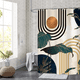 thumbnail image 5 of Dznils Cortina de Ducha Boho con Ganchos, Cortina de Baño de Tela Abstracta Moderna, 72" x 72", Azul Dorado, 5 of 9
