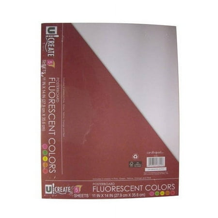 UCreate Posterboard, Fluorescent Colors, 11" x 14", 5pc