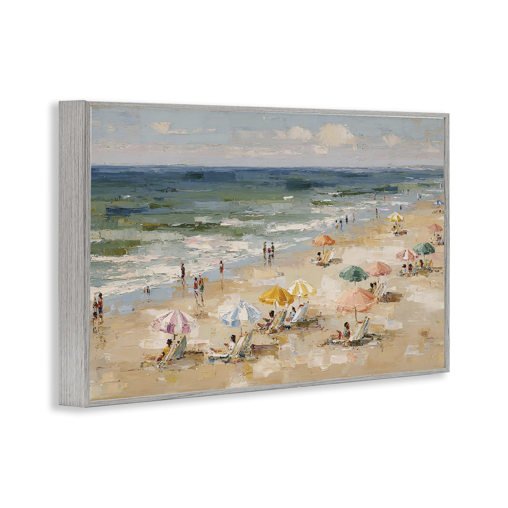 Stupell Industries Impressionist Summer Beach Day Gray Framed Giclee Art, design by Jacky Ngan