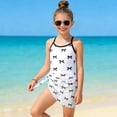 thumbnail image 2 of NIEWTR Girls Swimsuit Set Comfortable Soft Breathable And Stylish With Bow Print Swimwear Beach Bathing Suit for Summer Vacation 7-8 Years White, 2 of 7