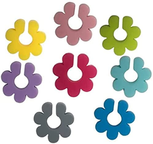 8 PCS Silicone Drink Markers Flower Shape Wine Glass Charms Markers for Champagne Flutes Cocktails Martinis Party 