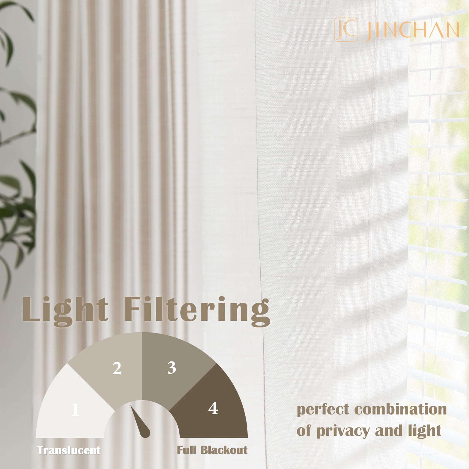 Curtainking Striped Linen Curtains 63 Inch Taupe Farmhouse Rustic Curtains for Living Room Semi Sheer Back Tab Light Filtering Coastal Drapes for Bedroom Window Curtain 2 Panels