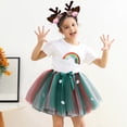 thumbnail image 2 of TOOYOU Girls Skirts Kids Layered Party Mesh Tulle Tutu Skirts Polka Dot Rainbow Color Matching Ballet Skirts Hairclip Set Sweet Girl Versatile Short Skirt Size 9-11 Years Dark Green, 2 of 5
