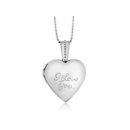 Stunning Heart Shape with I Love You Engraved Locket Pendant With 28 Inch Chain