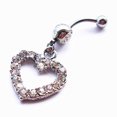 thumbnail image 1 of Trayknick Women's Fashion Rhinestone Heart Stainless Steel Navel Ring Belly Body Piercing, 1 of 5