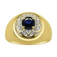 thumbnail image 1 of RYLOS Men's Rings 14K Yellow Gold Designer Gypsy 7MM Round Gemstone & Diamond Ring Sapphire September Birthstone Size 9, 1 of 6