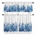 thumbnail image 2 of Kitchen Window Curtains Valance and Tier Set, Blue Ocean Coral Starfish Rod Pocket Tier Curtain Valance Set, Marine Creature Underwater Theme Light Filtering Cafe Curtains for Bedroom Living Room, 2 of 9