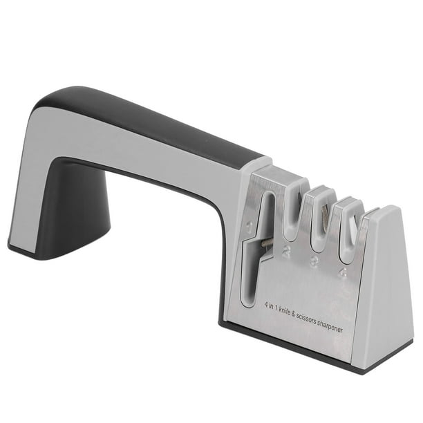 Afilador de cuchillos de 4 cabezales, uso rápido, seguro, cómodo, antideslizante, utensilios de cocina para cuchillos y tijeras