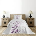 thumbnail image 3 of Ambesonne Spring Quilted Coverlet 2 Pcs, Violet Tree Blossoms Image, Twin Size, Plum White, 3 of 5