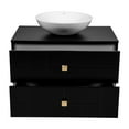 thumbnail image 3 of Modern Wall-Mounted Bathroom Vanity with Washbasin | Dune Black Matte Collection | Non-Toxic Fire-Resistant MDF-24"-No Mirror, 3 of 4