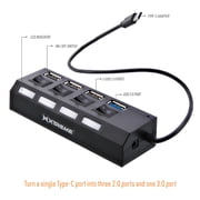 4 Port USB Type-C Hub 2.0 with Power Switches