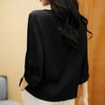 thumbnail image 7 of ZANZEA Women 3/4 Sleeved Tops Crew Neck Satin Blouse Baggy OL Shirts, 7 of 7