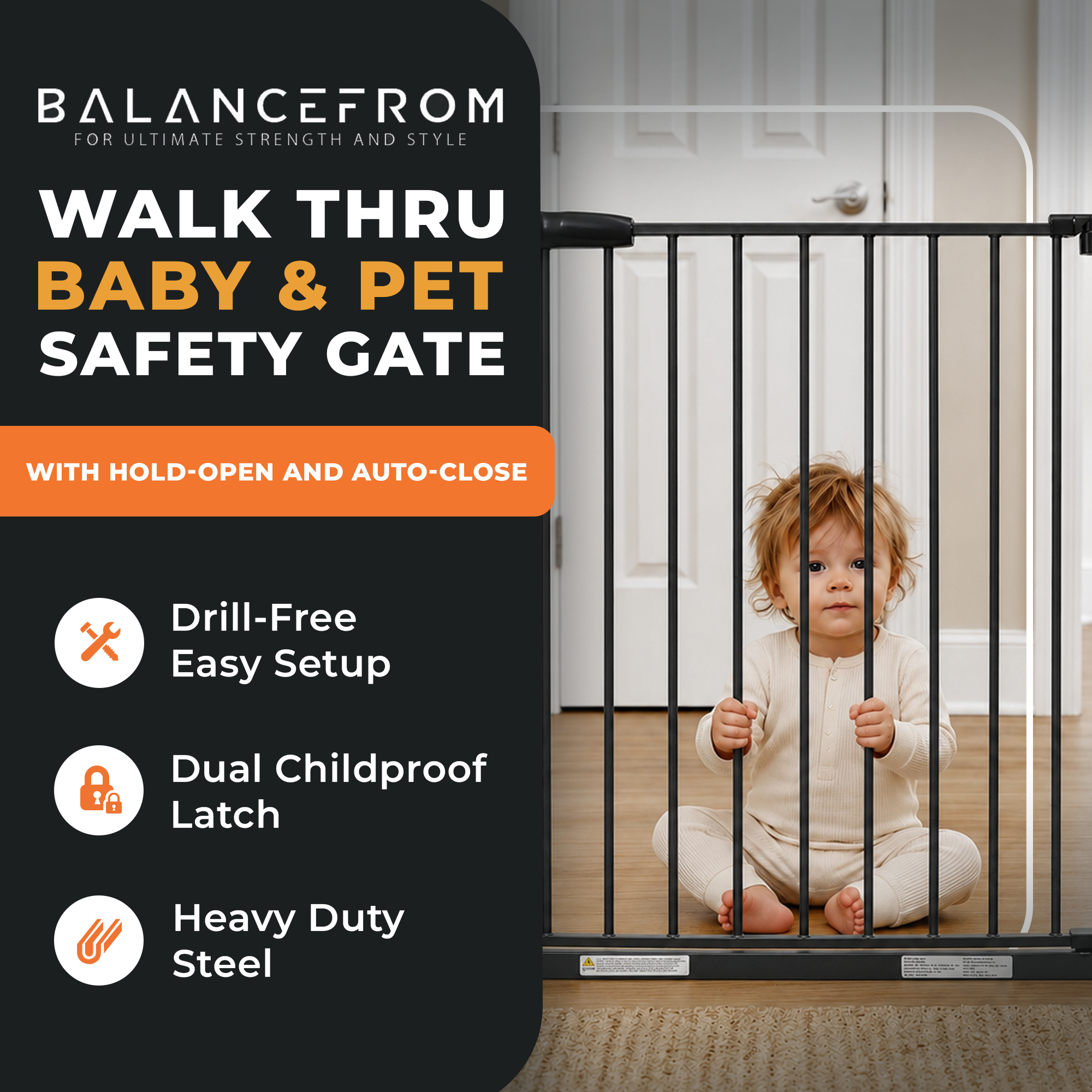 BalanceFrom Easy Walk-Thru Safety Gate, 36-Inch, Graphite photo 2