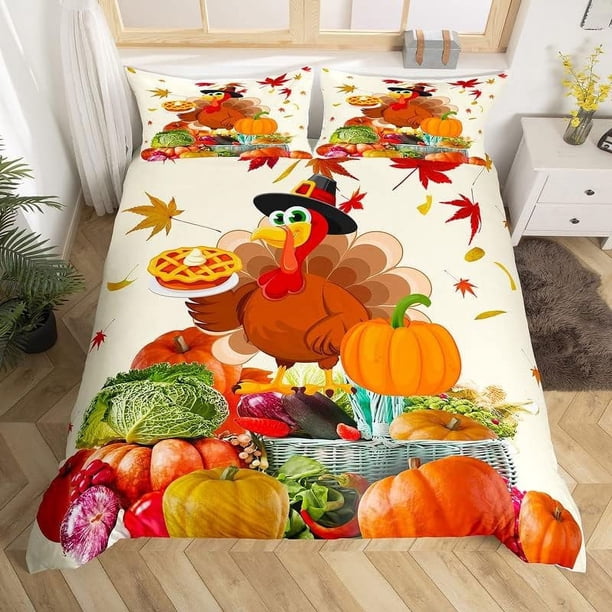 Juego de Cama Niños Pavo Dibujos animados Granja Funda Juego para Niños Niñas