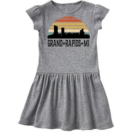 

Inktastic Grand Rapids Michigan Skyline Retro Gift Toddler Girl Dress