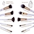thumbnail image 2 of Juego de 10 brochas de maquillaje profesionales, mango de mármol, pelo sintético natural suave e inodoro, 10 brochas + 2 esponjas + bolsa de cosméticos esquí esquí Gafas de esquí, 2 of 5