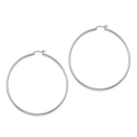 Primal Silver Sterling Silver Rhodium-plated 2mm Diamond-cut Hoop Earrings