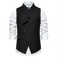 thumbnail image 2 of ZCFZJW Men's Suit Vest Formal Wedding Slim Fit Single-Breasted Sleeveless V-Neck Have Pockets Solid Dress Wedding Waistcoat Prom Tuxedo #02-Black XXL, 2 of 9